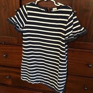 J.Crew Crewcuts dress size 5/6 tag damaged navy and white stripe, button damage